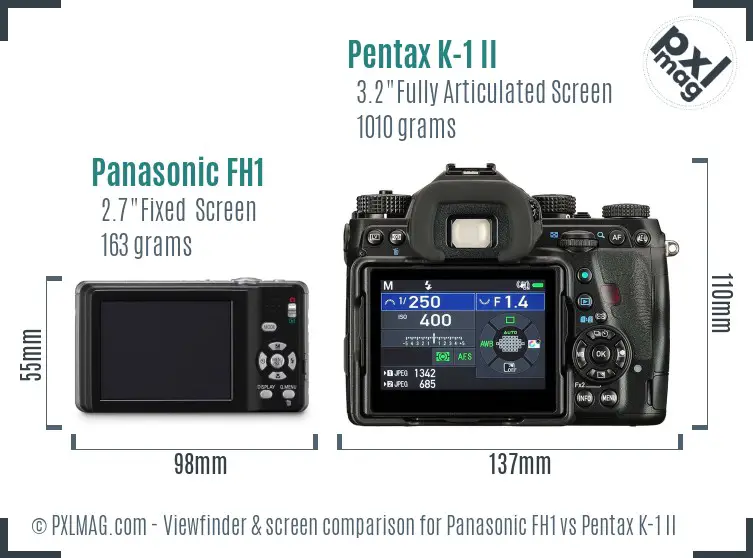 Panasonic FH1 vs Pentax K-1 II Screen and Viewfinder comparison