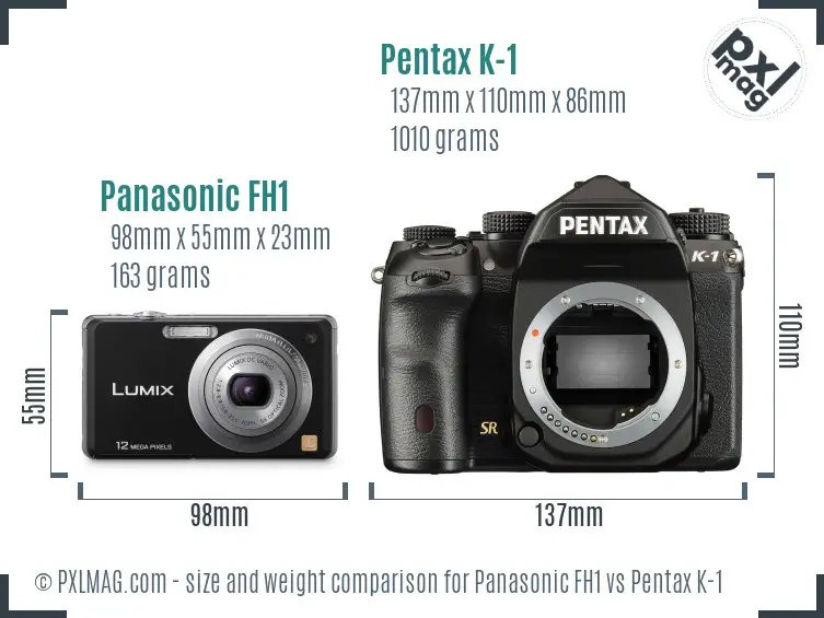 Panasonic FH1 vs Pentax K-1 size comparison