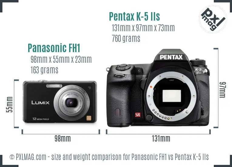Panasonic FH1 vs Pentax K-5 IIs size comparison