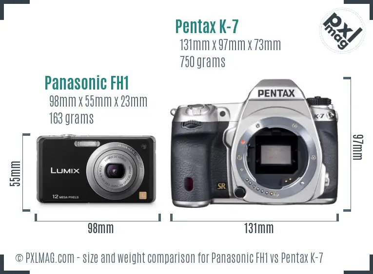 Panasonic FH1 vs Pentax K-7 size comparison