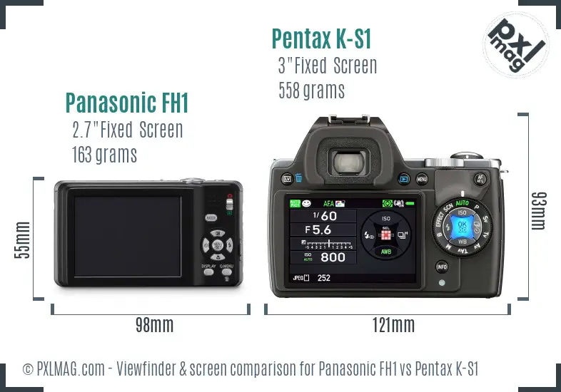 Panasonic FH1 vs Pentax K-S1 Screen and Viewfinder comparison