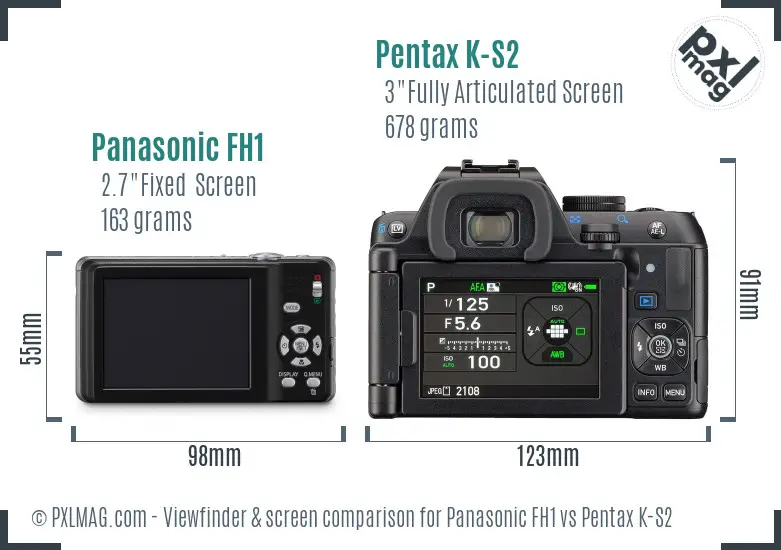 Panasonic FH1 vs Pentax K-S2 Screen and Viewfinder comparison