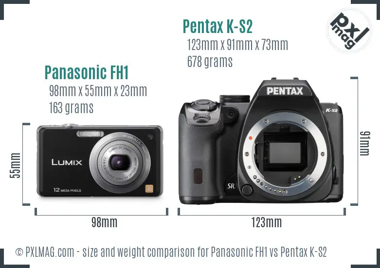 Panasonic FH1 vs Pentax K-S2 size comparison
