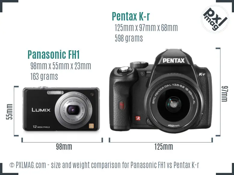 Panasonic FH1 vs Pentax K-r size comparison