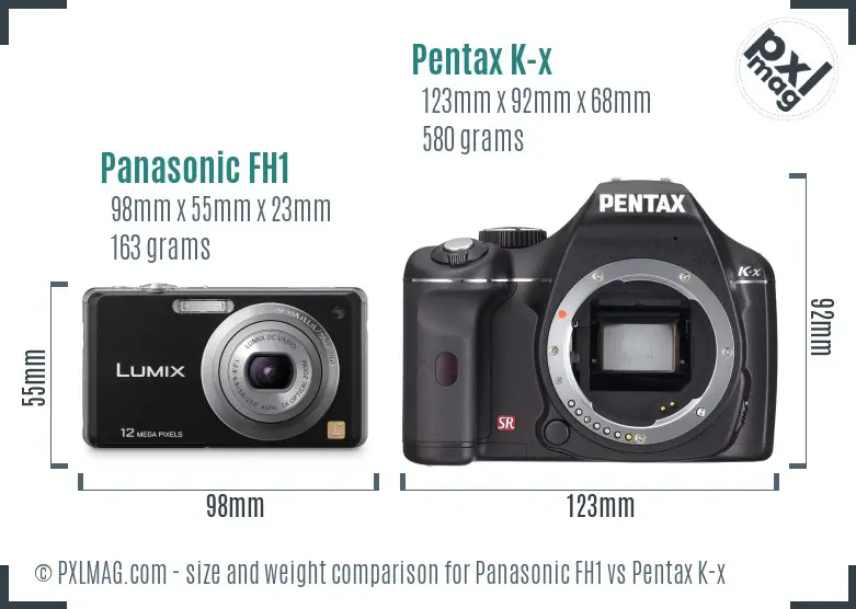 Panasonic FH1 vs Pentax K-x size comparison