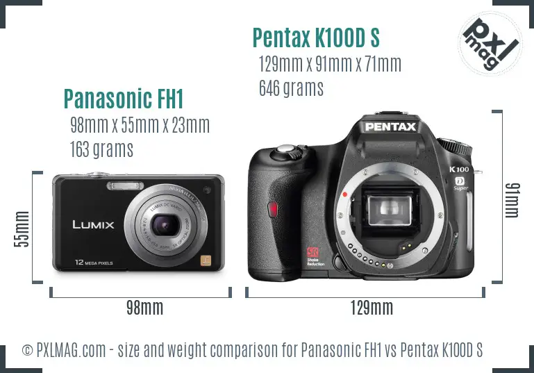 Panasonic FH1 vs Pentax K100D S size comparison