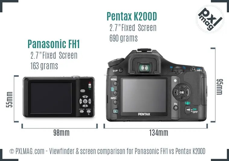 Panasonic FH1 vs Pentax K200D Screen and Viewfinder comparison