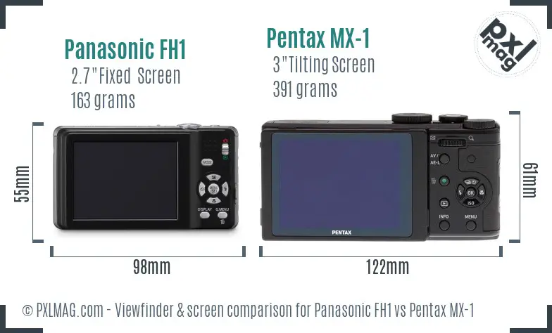 Panasonic FH1 vs Pentax MX-1 Screen and Viewfinder comparison