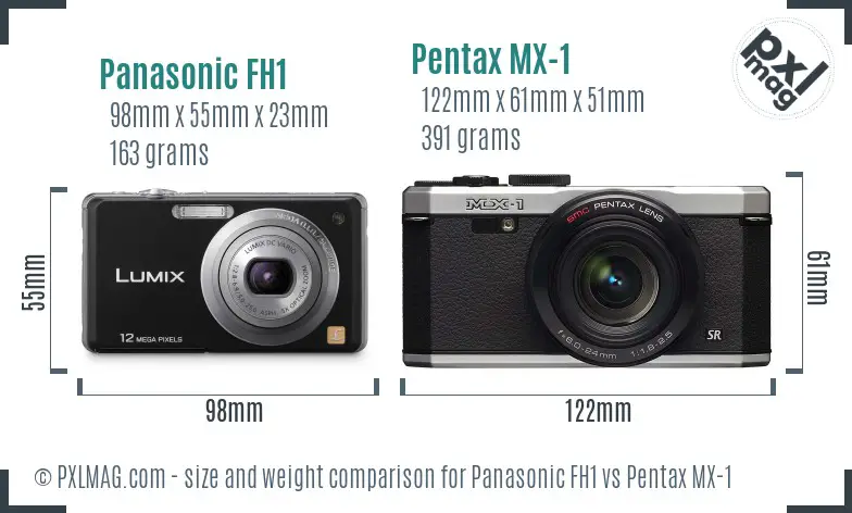 Panasonic FH1 vs Pentax MX-1 size comparison