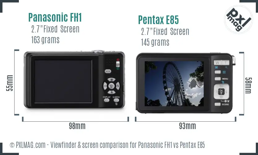 Panasonic FH1 vs Pentax E85 Screen and Viewfinder comparison
