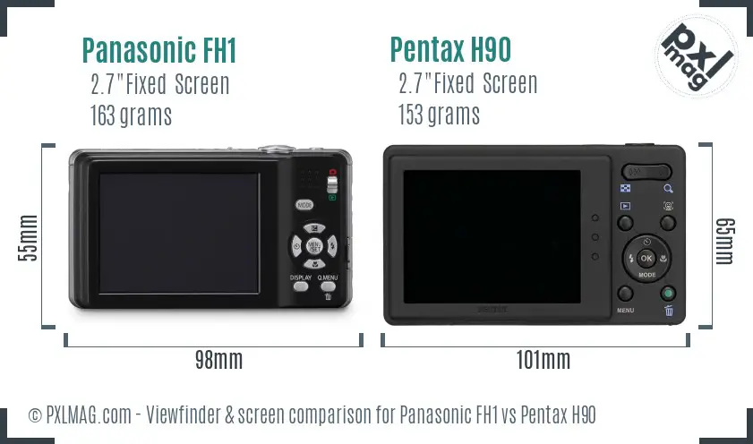 Panasonic FH1 vs Pentax H90 Screen and Viewfinder comparison
