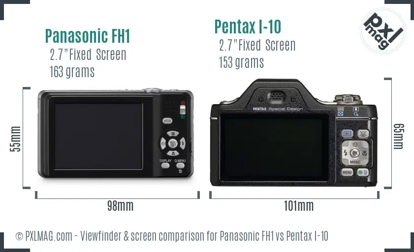 Panasonic FH1 vs Pentax I-10 Screen and Viewfinder comparison
