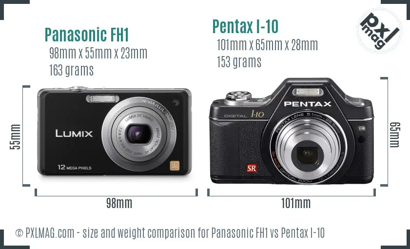 Panasonic FH1 vs Pentax I-10 size comparison