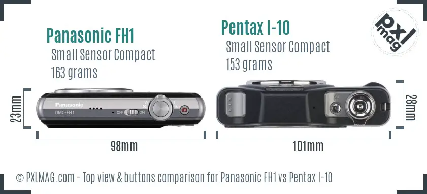 Panasonic FH1 vs Pentax I-10 top view buttons comparison