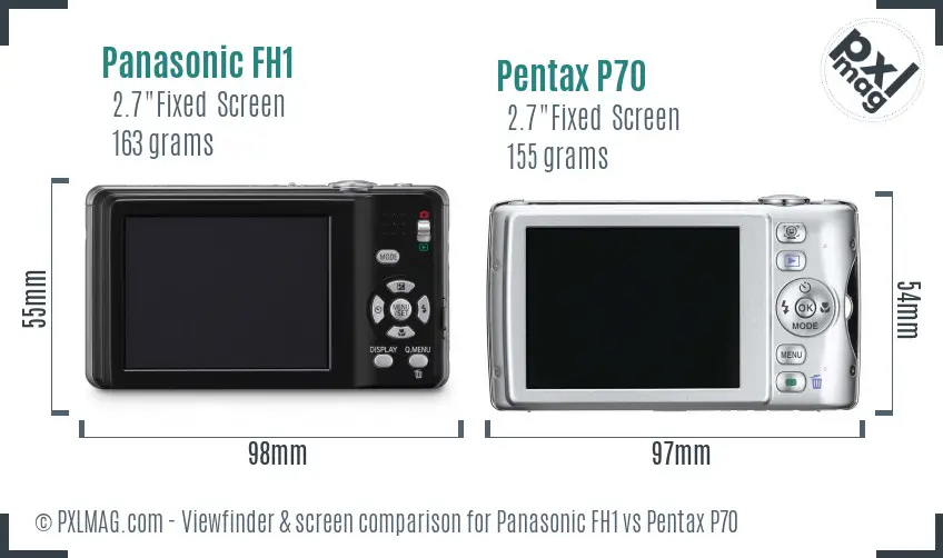 Panasonic FH1 vs Pentax P70 Screen and Viewfinder comparison