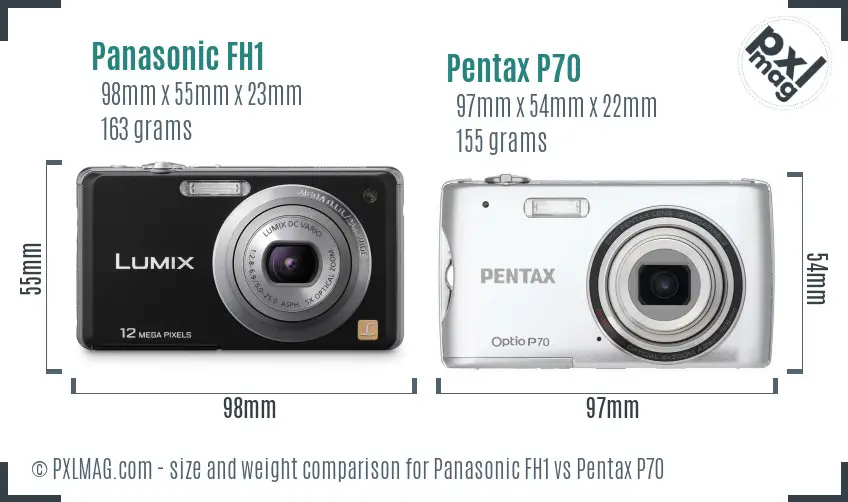 Panasonic FH1 vs Pentax P70 size comparison