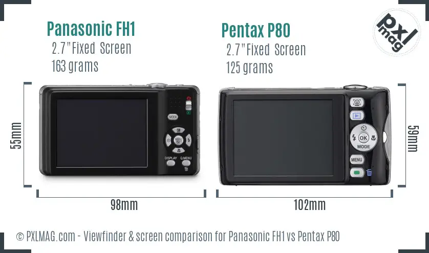 Panasonic FH1 vs Pentax P80 Screen and Viewfinder comparison