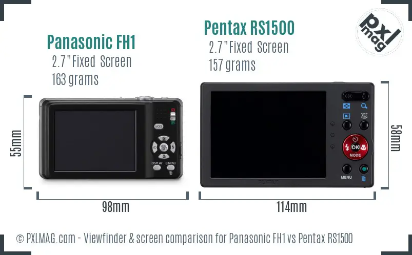 Panasonic FH1 vs Pentax RS1500 Screen and Viewfinder comparison