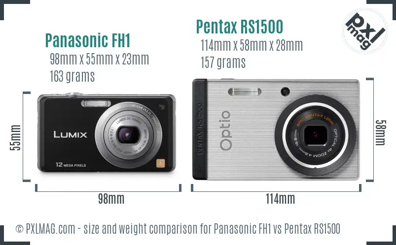 Panasonic FH1 vs Pentax RS1500 size comparison