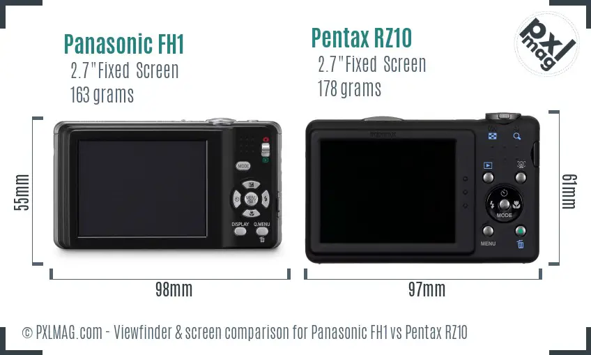 Panasonic FH1 vs Pentax RZ10 Screen and Viewfinder comparison