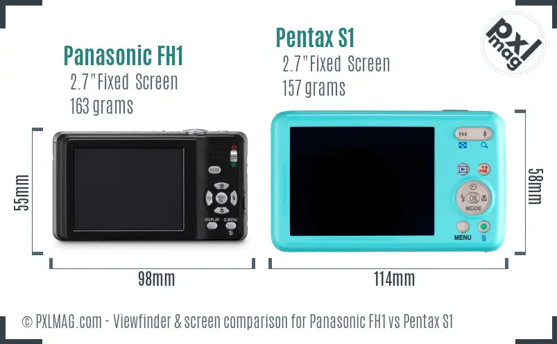 Panasonic FH1 vs Pentax S1 Screen and Viewfinder comparison