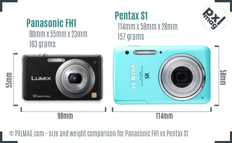 Panasonic FH1 vs Pentax S1 size comparison