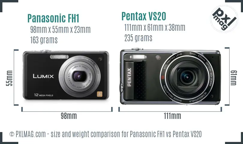 Panasonic FH1 vs Pentax VS20 size comparison