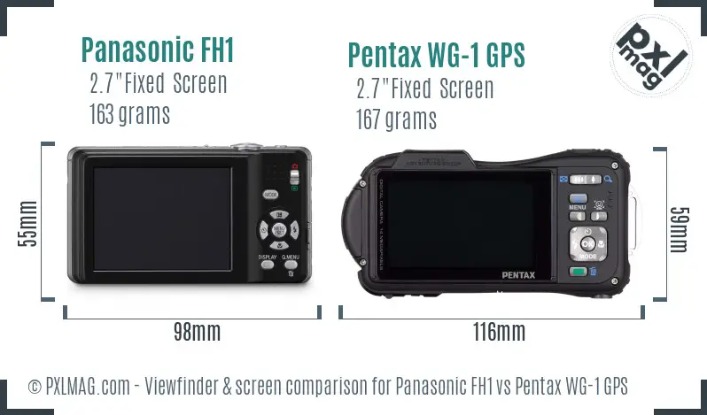 Panasonic FH1 vs Pentax WG-1 GPS Screen and Viewfinder comparison