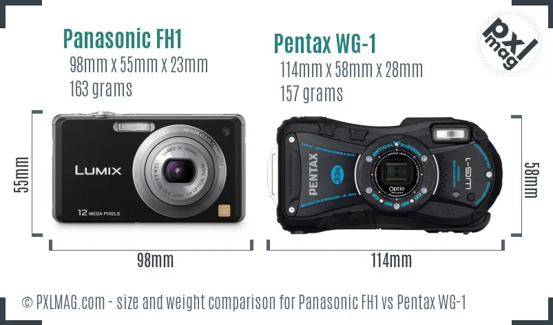 Panasonic FH1 vs Pentax WG-1 size comparison