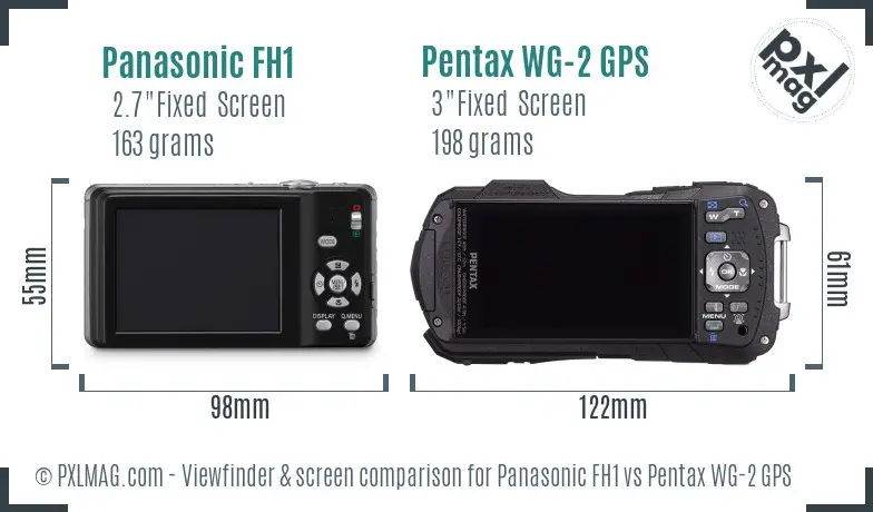 Panasonic FH1 vs Pentax WG-2 GPS Screen and Viewfinder comparison