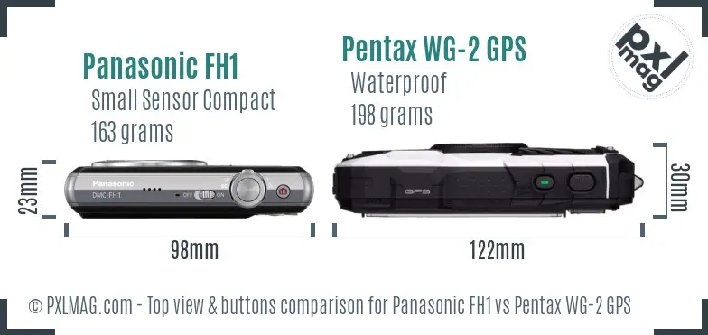 Panasonic FH1 vs Pentax WG-2 GPS top view buttons comparison