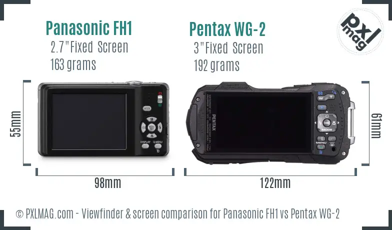 Panasonic FH1 vs Pentax WG-2 Screen and Viewfinder comparison