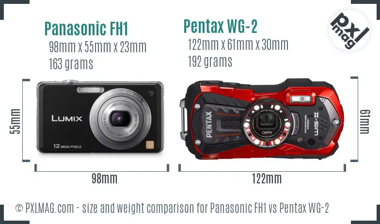 Panasonic FH1 vs Pentax WG-2 size comparison