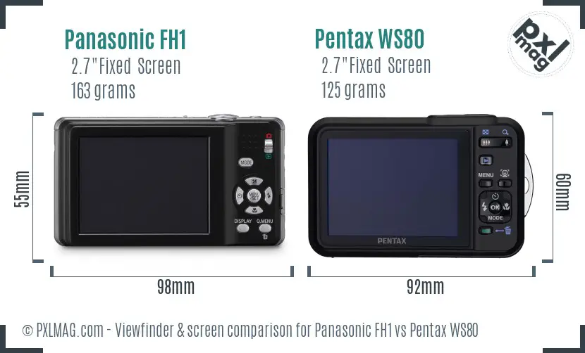 Panasonic FH1 vs Pentax WS80 Screen and Viewfinder comparison