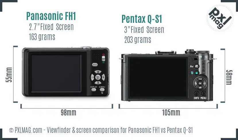 Panasonic FH1 vs Pentax Q-S1 Screen and Viewfinder comparison