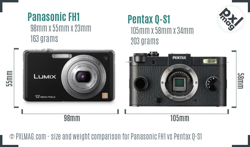 Panasonic FH1 vs Pentax Q-S1 size comparison