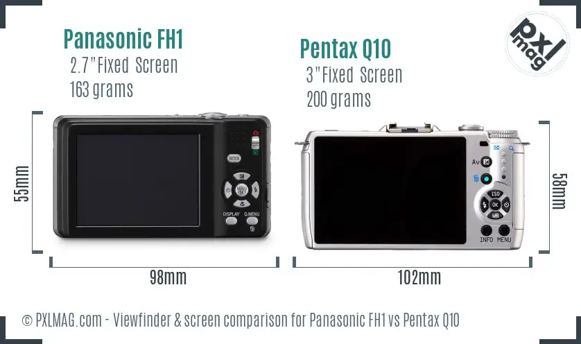 Panasonic FH1 vs Pentax Q10 Screen and Viewfinder comparison