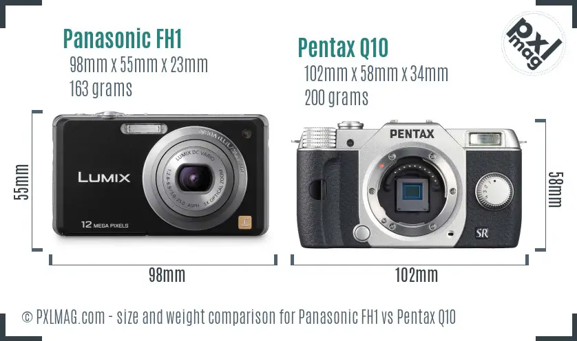 Panasonic FH1 vs Pentax Q10 size comparison