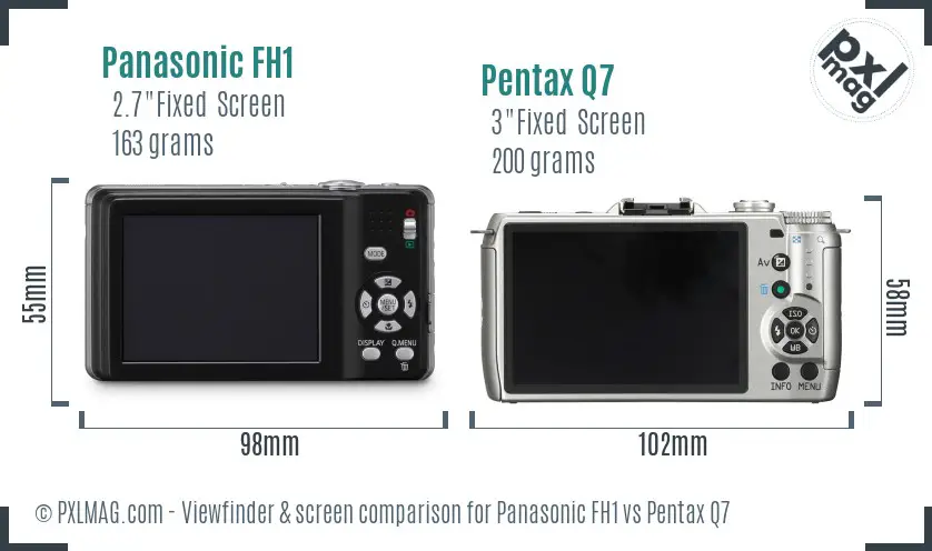 Panasonic FH1 vs Pentax Q7 Screen and Viewfinder comparison