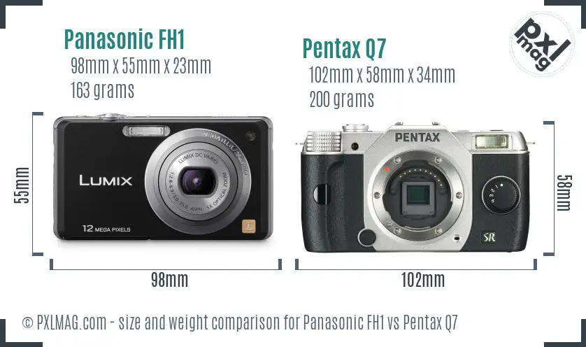 Panasonic FH1 vs Pentax Q7 size comparison