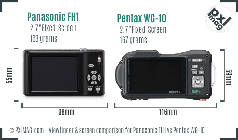 Panasonic FH1 vs Pentax WG-10 Screen and Viewfinder comparison