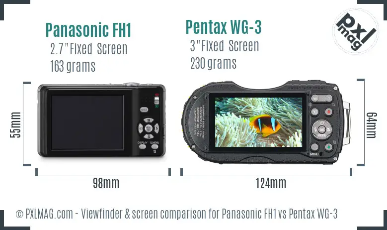 Panasonic FH1 vs Pentax WG-3 Screen and Viewfinder comparison