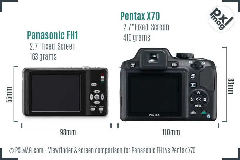 Panasonic FH1 vs Pentax X70 Screen and Viewfinder comparison Panasonic FH1 vs Pentax X70 Screen and Viewfinder comparison