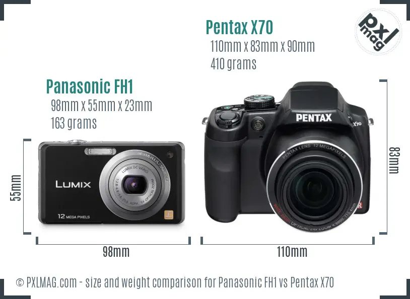 Panasonic FH1 vs Pentax X70 size comparison Panasonic FH1 vs Pentax X70 size comparison