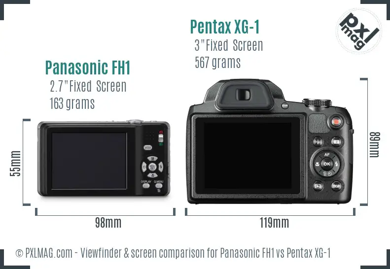 Panasonic FH1 vs Pentax XG-1 Screen and Viewfinder comparison