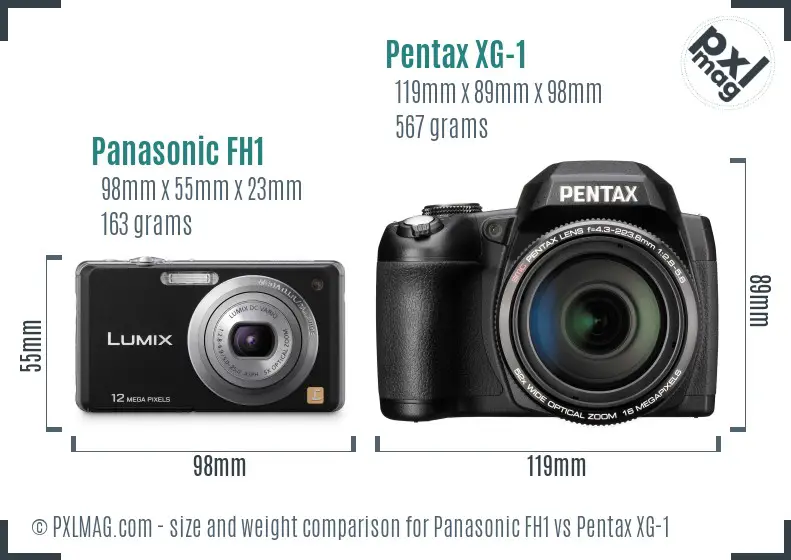 Panasonic FH1 vs Pentax XG-1 size comparison