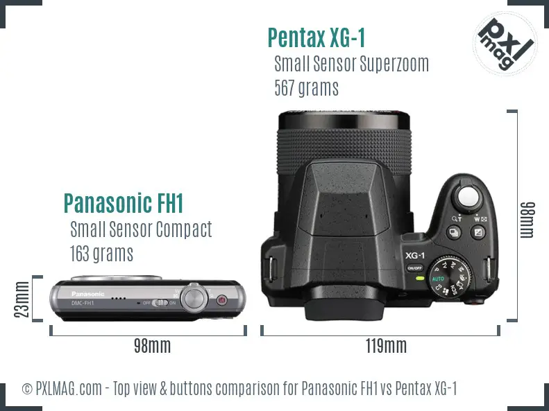 Panasonic FH1 vs Pentax XG-1 top view buttons comparison