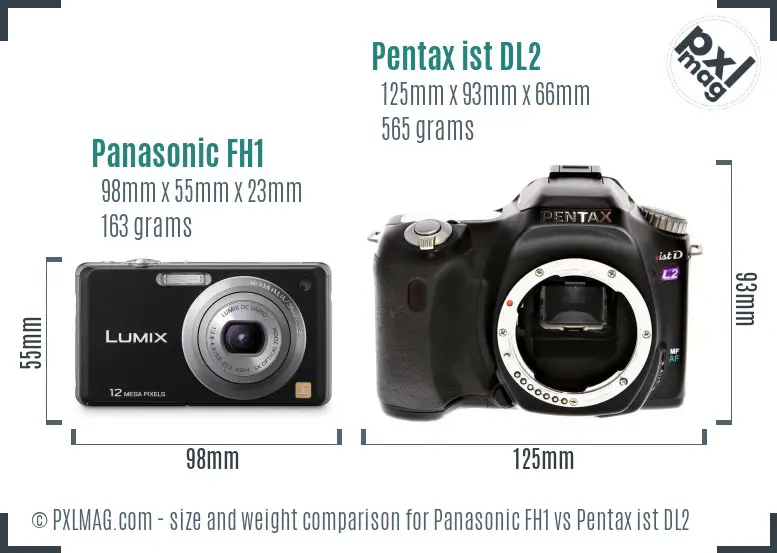 Panasonic FH1 vs Pentax ist DL2 size comparison