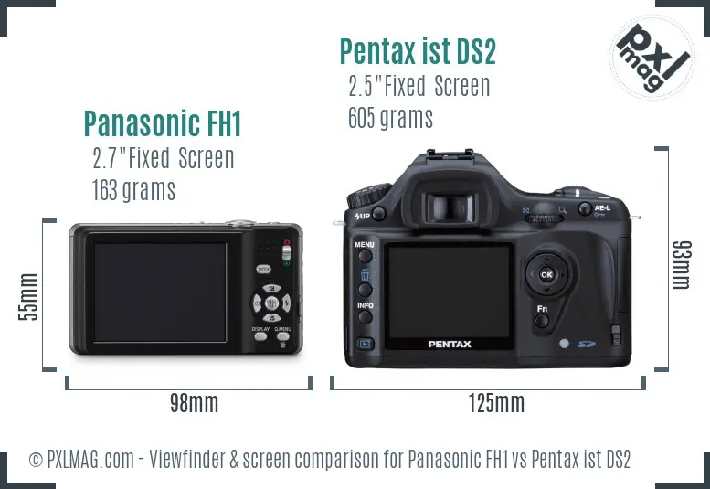 Panasonic FH1 vs Pentax ist DS2 Screen and Viewfinder comparison