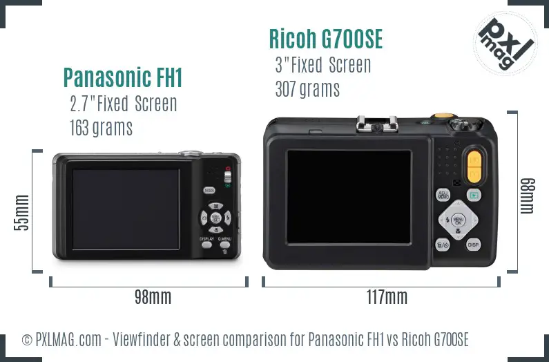 Panasonic FH1 vs Ricoh G700SE Screen and Viewfinder comparison